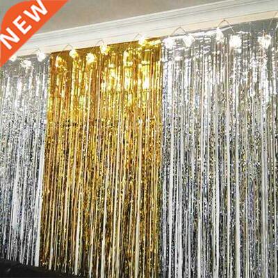 2Pack Metallc Fol Tnsel Frnge Curtan Brthday Weddng B