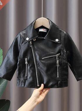 Spring girl baby clothes kids outfits PU leather jacket oute