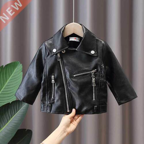 Spring girl baby clothes kids outfits PU leather jacket oute