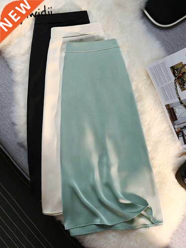 Syiwidii Silk Satin Long Skirts for Women 4 Seasons Elegant
