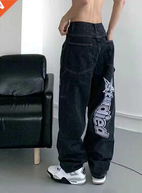 American street clothing retro trend pocket jeans female let