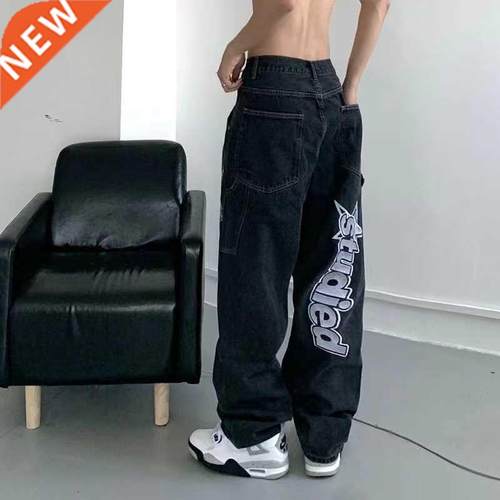 American street clothing retro trend pocket jeans female let