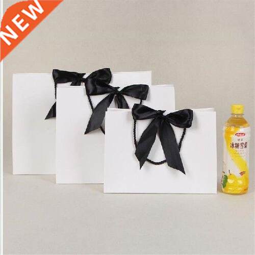 28*9*20cm 10pcs White Paper Gift Bags with Bowtie Thicken