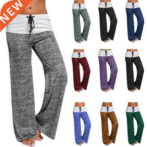 2022 Loose Leggngs Women Wde Leg Pants Lace Up Ftness Plu
