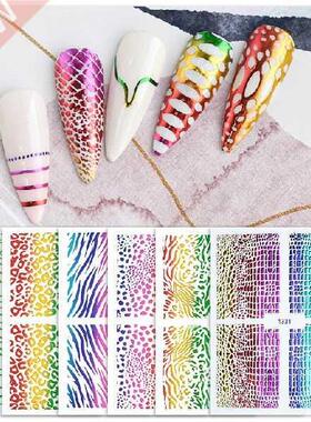 Animal Plaid Snake Skin Design 3D Bronzing Nail Stickers