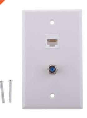 2Pieces Coaxial F Connector Ethernet Network RJ45 Jack Wall