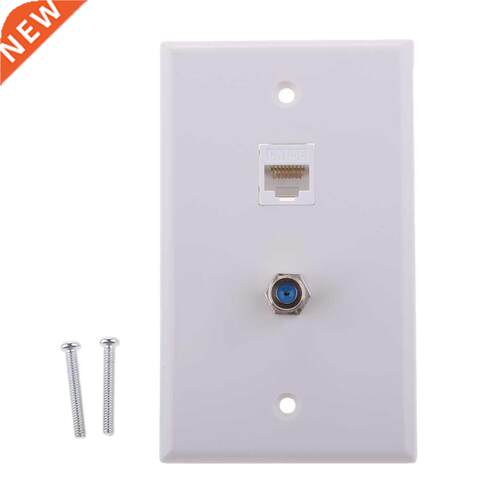 2Pieces Coaxial F Connector Ethernet Network RJ45 Jack Wall