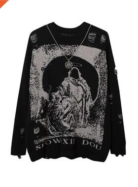 Send Necklace Ripped Oversize Sweaters Frayed Knitted Long S
