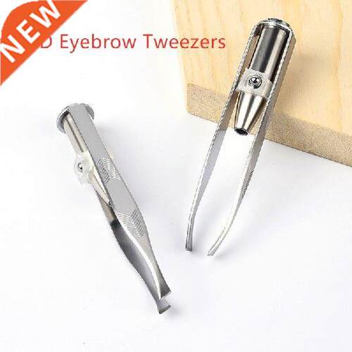 LED Eyebrow Tweezers Portable Stainless Steel Eyebrow Clip