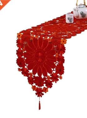 Christmas Embroidered Table Runners for Coffee Desk Xmas Pla