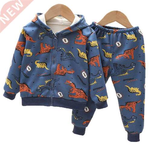 Autumn Boys Clothing Sets Toddler Girls Velvet Hooded Jacket