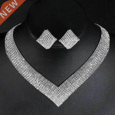 Luxury Crystal Bridal Wedding Jewelry Sets African Beads Sil