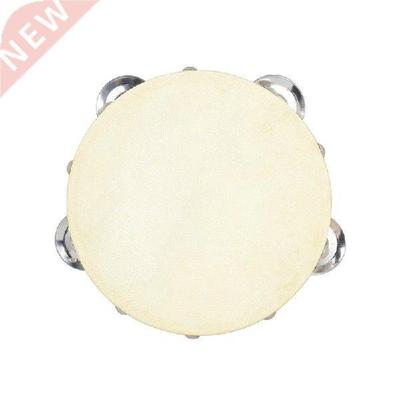 6 inches Wood Handheld Sheepskin Tambourine Music Double