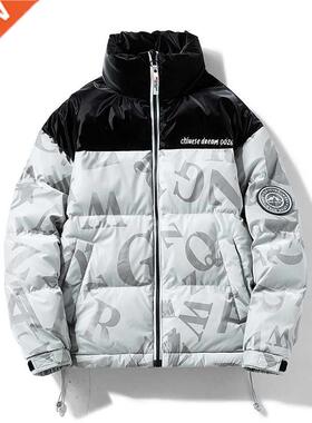 Autumn Winter New Men Harajuku Solid Warm Puffer Jacket 2022