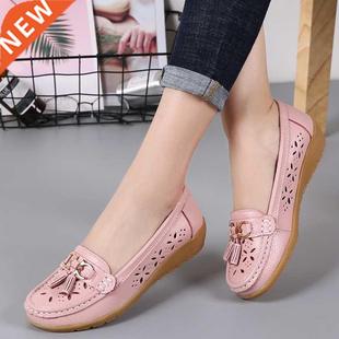 Genuine Heel Flats Low Women With Leather Summer Shoes