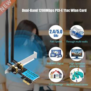Wireless 802.11 1200Mbps band Adapter Desktop Card Dual WiFi