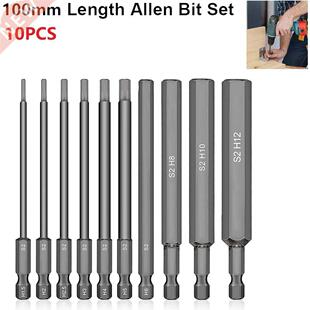 10pcs Hex Head Allen Wrench Drill Bit 100mm S2 Steel Screwdr