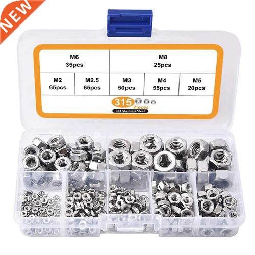 15PCS/Box Hex Hexagon Nuts Assortment Kit M2 M2.5 M M4 M5