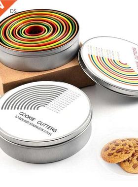 Set Of 12 Round Cookie Cutter Circle Biscuits Cutters With S