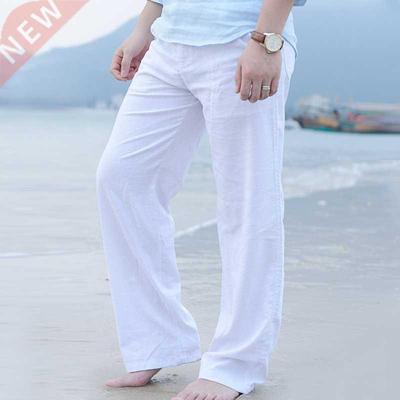 Men Casual Cotton Linen Wed Leg thai fisherman Loose Long Pa