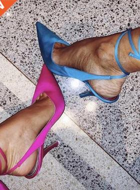 Spring 2021 new style pointed toe high heel strap women's ev