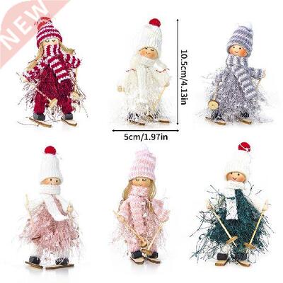 6 Pieces Christmas Dolls Xmas Skiing Girl Figures Table
