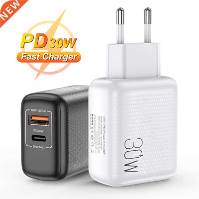 2 Ports 30W USB Type C Quick Charge 3.0 QC PD Phone Charger