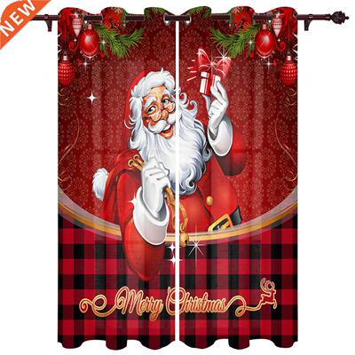 Santa Claus Lattice Gift Lantern Window Curtains for Living