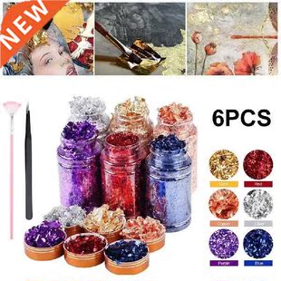 6 Bottles of Gold Flakes Imitation Gold Foil Flakes with