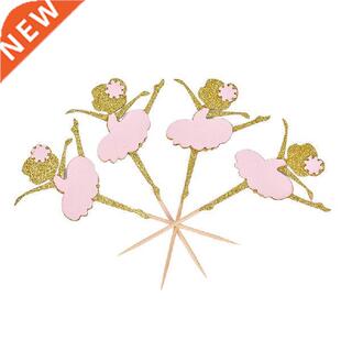 Gold Glitter Dancing Girl Ballerina Cupcake Toppers Cake