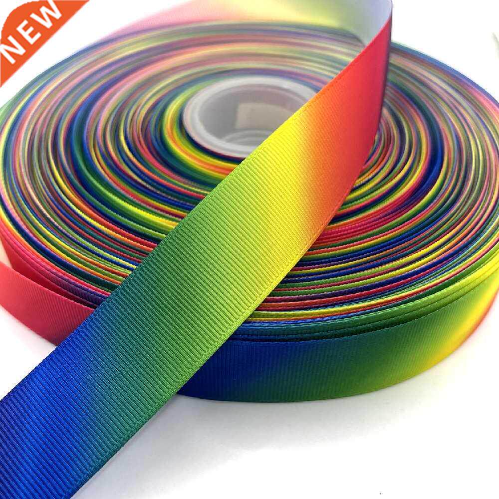 5yards/Lot 25mm Gradient Rainbow Grosgrain Ribbon for Hair