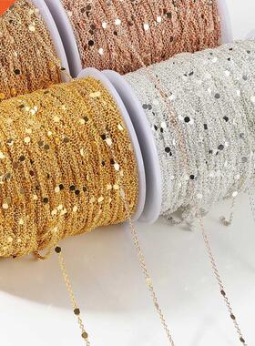 No Fade 2Meters Sequins Chain Necklace Gold Silver Chain Met