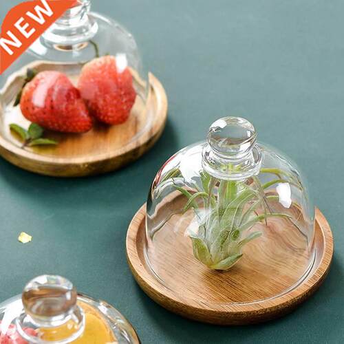 Wood Dessert Plate Nut Fruit Cake Storage Tray with Cover