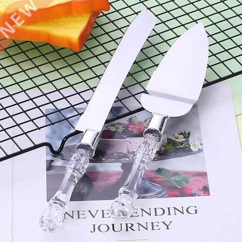 2Pcs/set Crystal Handle Cake Pizza Shovel Knife Cake Knife