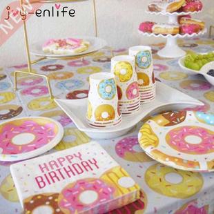 Donut Party Kit Paper Cups Plate Napkins Ice Cream Balloon
