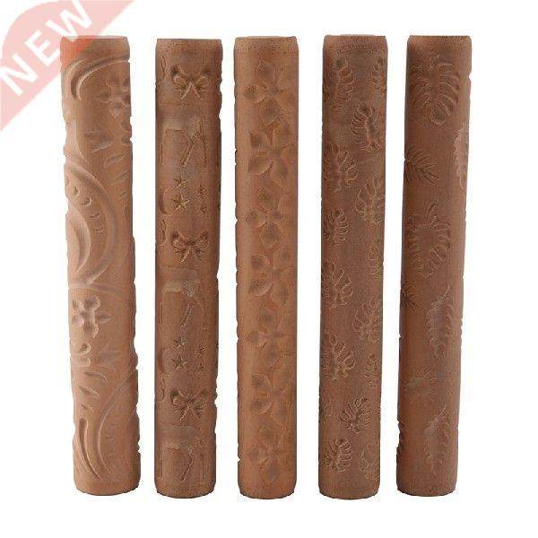 5Pcs Pottery Tools Texture Clay Modeling Pattern Rollers