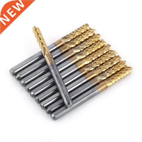 10pcs/set 3.175mm Carbide End Mill 1/8 Shank Titanium Coate