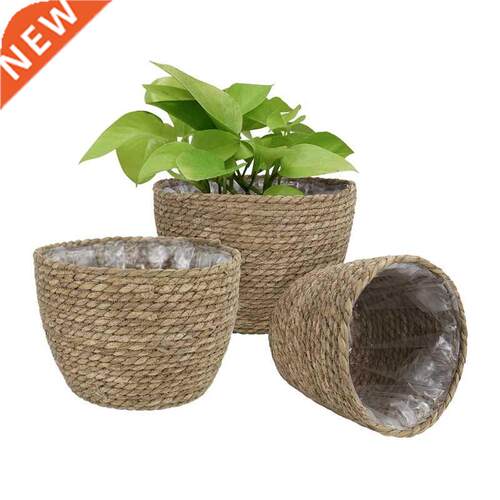 Seagrass Planter Basket Set Of 3 Indoor Outdoor, Flower Pots
