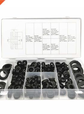 180PCS/Box Black Rubber Grommet Firewall Hole Plug Eyelet Se
