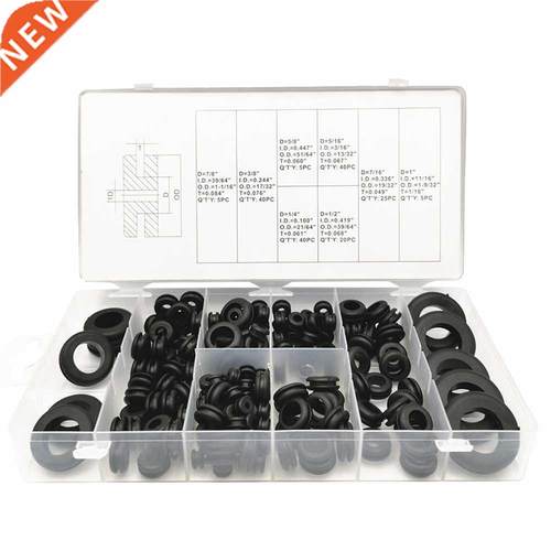 180PCS/Box Black Rubber Grommet Firewall Hole Plug Eyelet Se