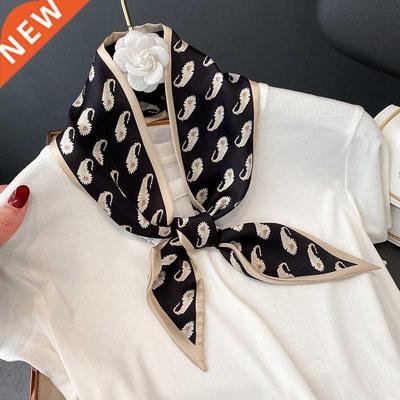 2022 Design Print Silk Satin Skinny Neck Scarf Foulard Femal
