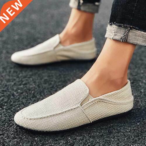 PUPUDA New Loafers Men Breathable Casual Shoes Classic Linen