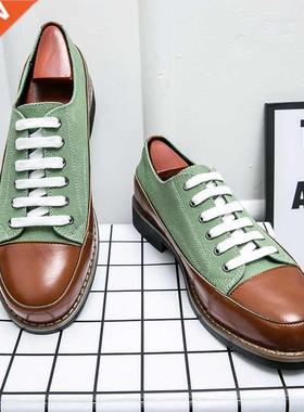 Leather Shoes Men Casual Lace Up High Quality Low Heel Plat