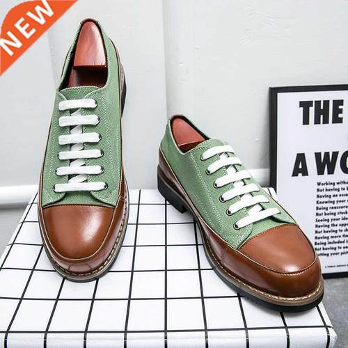 Leather Shoes Men Casual Lace Up High Quality Low Heel Plat