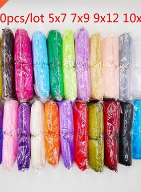 100pcs 5x7 7x9 9x12 10x15cm Drawstring Organza Bags Jewelry