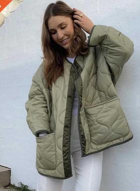 Fashion Green Winter Warm Coat Women Casual Loose Single Bre