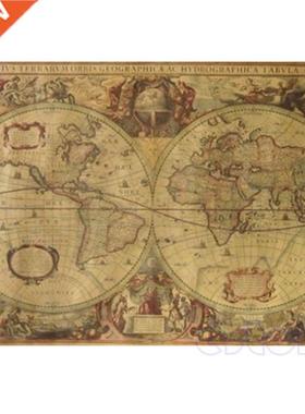 71x50cm Retro Vintage Old Globe World Map Matte Brown Paper