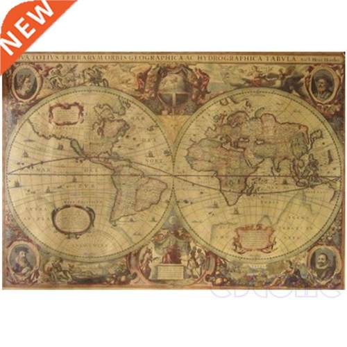 71x50cm Retro Vintage Old Globe World Map Matte Brown Paper