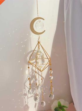 Crystal Hexagon Moon Chandelier Pendant Prism Wind Chime