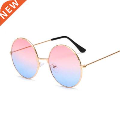 2022 Retro Round Pink Sunglasses Woman Brand Designer Sun Gl